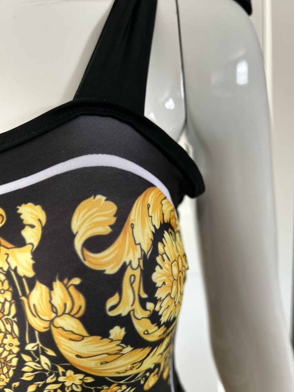 Luxe Black & Gold Baroque Swim Set One Piece + Sarong NEW Resort Glam - Picture 6 of 15
